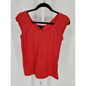 JW Style Womens Sz M Short Sleeve Scoop neck Blouse Red